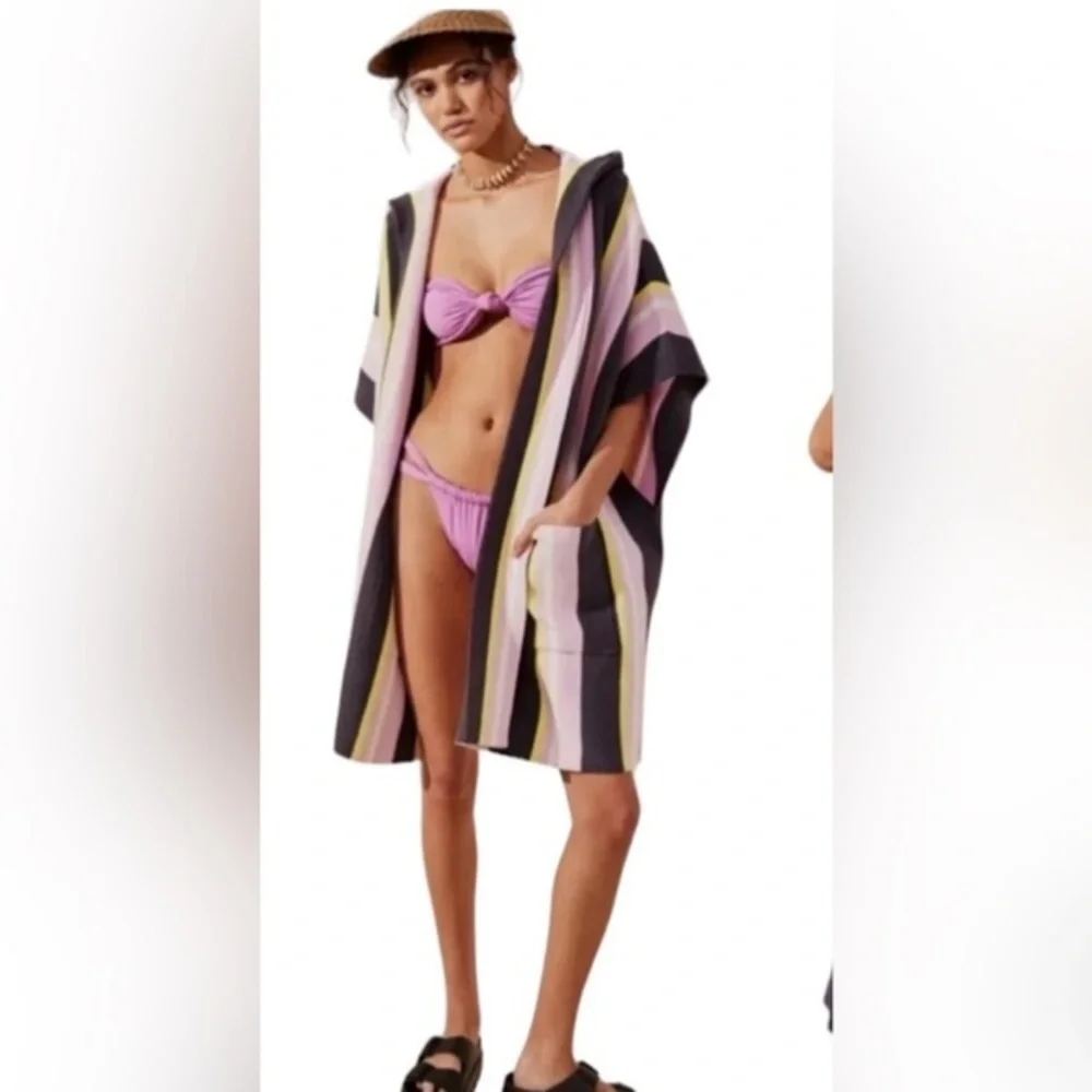 Free People All‎ I Need Stripe Hooded Poncho one size new